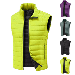 Chaleco sin mangas de invierno para hombre, talla grande, chaqueta acolchada de algodón grueso, cuello alto, color sólido, cálido, con cremallera - Product Image 6