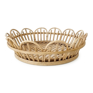 Rattan Serving Tray Durable Woven Wood Decorative Basket for Vanity Countertop Stylish <b>Tabletop</b> <b>Storage</b> Decor - Product Image 1