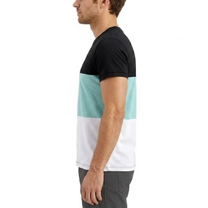 Cheap Price Men's Color Blocked T-Shirt Short Sleeve O-Neck Knitted Casual Regular Fit Solid Design <b>Black</b> Teal <b>White</b> - Product Image 6