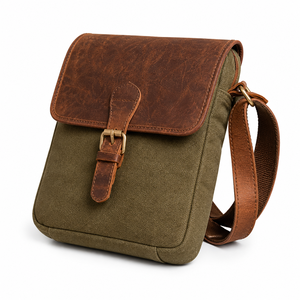 Custom Vintage Canvas Leather Crossbody <b>Bag</b> Personalized Logo <b>Men</b> Messenger Sling <b>Bag</b> Premium Packaging Luxury Business Gift <b>Bag</b> - Product Image 2
