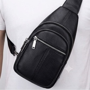 Men's Genuine Leather Sling Bag Crossbody <b>Chest</b> Pack Travel Shoulder Bag - Product Image 1