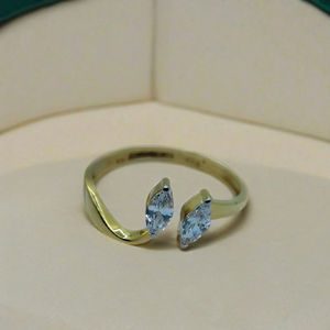 Elegant Gold Open <b>Ring</b> with Dual Diamond Design Stylish Adjustable <b>Finger</b> <b>Ring</b> for Women Modern Jewellery for Daily Wear - Product Image 3