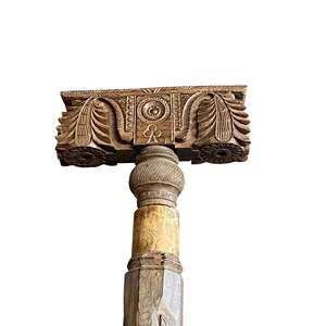Columna Decorativa Tallada a Mano en Madera de Teca Sólida de Estilo Indio Vintage para Proyectos de Templos, Villas y Hoteles |   Mix Match 1 Contenedor - Product Image 3