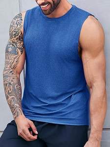 Camisetas sin mangas de algodón para hombre, de alta calidad, OEM, personalizadas, para entrenamiento atlético, gimnasio, correr. - Product Image 3