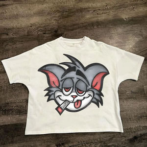 Camiseta Blanca 100% Algodón con Cuello Redondo, Impresión DTG Personalizada, Logotipo Desgastado, Corte Recto para Hombre - Product Image 3