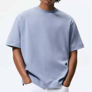 Camiseta de Manga Corta para Hombre, Cuello Redondo, Talla Grande, Color Sólido, Tejido de Algodón, Corte Casual, Azul Claro - Product Image 6
