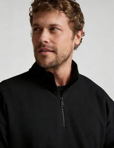 Best Selling Plain White Color <b>Men's</b> Quarter Zip Sweatshirts Comfortable Fabric Loose Fit High Street Style Zipper Sweatshirts - Product Image 6