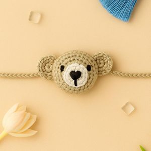 Rakhi de Ganchillo Hecho a Mano con Forma de Corazón para Niños - Pulsera de Hilo de Algodón Artesanal para Raksha Bandhan, Diseño Tradicional - Product Image 5