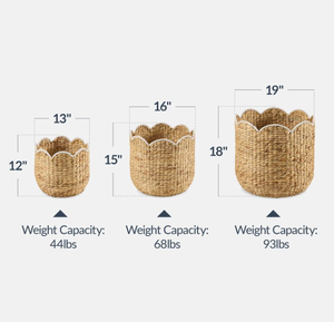 Artex HaiNam Natural Water Hyacinth Vietnam Bowl Shape Storage <b>Baskets</b> Set Rustic Style Multi-Purpose Eco-Friendly <b>Handles</b> - Product Image 6
