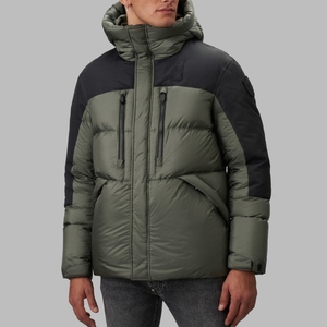 เสื้อแจ็คเก็ตพัฟเฟอร์ลำลองสำหรับผู้ชายสำหรับฤดูหนาว มีฮู้ด สีพื้น ปิดด้วยซิป ไซส์ใหญ่ เสื้อโค้ทอุ่นสำหรับกิจกรรมกลางแจ้ง CP-MPJ-05 - Product Image 2