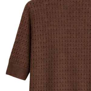 Camiseta de Punto de Manga Corta para Mujer, Cuello Solapa con Botones, Punto Abierto, Mezcla de Algodón, Suéter Ligero, Estilo Casual y Elegante - Product Image 6