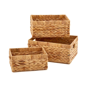 Lot de 3 paniers de rangement en jacinthe d'eau naturelle tressée, avec poignées, idéal pour la cuisine - Prix de gros vietnamien - Product Image 2
