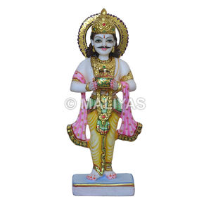 Idole du Seigneur Kubera en marbre blanc |   Murti en marbre Kubera de qualité supérieure pour la richesse et la prospérité – MALIYAS - Product Image 1