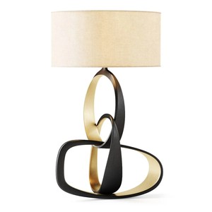 Lámparas de Mesa Esculturales Modernas en Negro y Dorado, Iluminación de Mesa Abstracta con Forma de Lazo, Duradera, de Metal, para Sala de Estar, Hogar, Hotel, Decoración de Lujo - Product Image 2