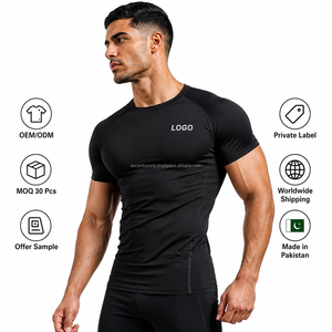 เสื้อเบสเลเยอร์ผู้ชายคุณภาพสูง ทรงคอมเพรสชั่น รับผลิตแบบ OEM ออกแบบพิเศษสำหรับนักกีฬา ระบายอากาศได้ดี เหมาะสำหรับวิ่ง - Product Image 3