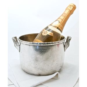 Cubo enfriador de vino de metal de lujo hecho a mano, cubo enfriador de champán plateado martillado, artículos de bar, suministros para hoteles, restaurantes y hostelería - Product Image 1