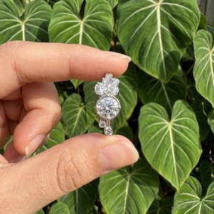 Bague en argent 925 avec moissanite ronde brillante, bijou élégant et étincelant, collection de cadeaux tendance - Product Image 6