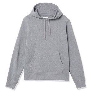 Sweat-shirt à capuche gris pour homme, coupe classique, couleur unie, décontracté, en coton tricoté, avec poche avant, impression numérique hiver - Product Image 3