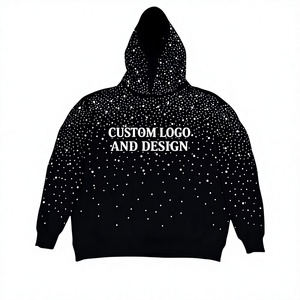 Fabricante de sudaderas personalizadas con pedrería, de corte oversize y holgado con hombros caídos, en felpa de algodón de bajo gramaje, con lavado vintage, estampado y bordado - Product Image 1