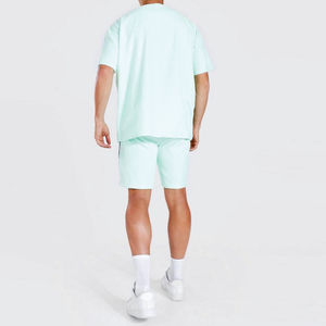 Ensemble deux pièces décontracté d'été pour hommes, t-shirt et short en coton respirant, col rond, couleur unie, pour hommes et femmes - Product Image 2