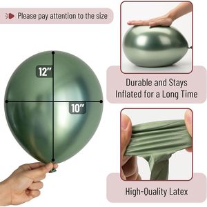 Palloncini Verdi Metallizzati da 12 Pollici, Confezione da 54 per Decorazioni per Feste - Product Image 3