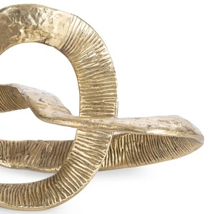 Handcrafted Two-Link Interlocking Metal Statue Antique Brass Finish Aluminum Abstract Ornament Hammered & Ribbed Texture Home - Product Image 2