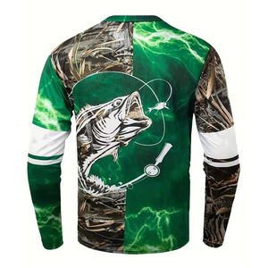 เสื้อยืดตกปลาแบบซับลิเมชั่นคุณภาพสูง ขายดีที่สุด แขนยาว โพลีเอสเตอร์ 100% UPF 50 ระบายอากาศได้ดี บริการ OEM - Product Image 6