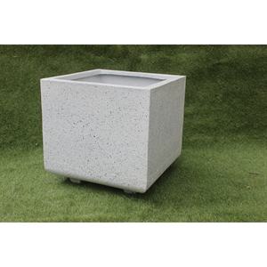 Classic KNT Creations FRP Cubo Serie Square Fiberglass Lightweight Durable Floor Boughpot Drainage Hole Hand Carved Finish Big - Product Image 4