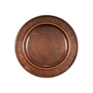 Assiette de service en cuivre de luxe, ronde, décorative, avec anneau central surélevé et bord perlé, pour table de mariage - Product Image 1