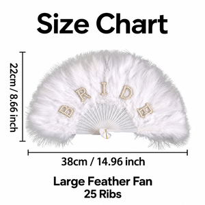 Abanico de plumas blancas con perlas, abanico plegable nupcial hecho a mano, decoración para fiesta de bodas, regalo para despedida de soltera - Product Image 5