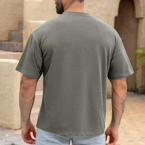 T-shirt en coton respirant à manches courtes, coupe décontractée, style streetwear surdimensionné, design personnalisé pour homme - Product Image 2