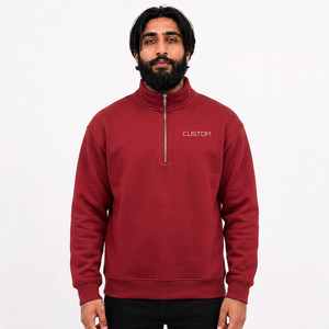 Sudadera Personalizada con Cierre de Cremallera de un Cuarto para Hombre, Cuello Alto, Proveedor de Sudaderas con Cierre de Cremallera de un Cuarto con Logotipo Personalizado para Marcas de Ropa Estadounidenses - Product Image 1
