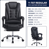 Chaise de bureau de direction en cuir PVC avec repose-pieds rétractable, dossier haut, pivotante, pour bureau de direction et bureau à domicile