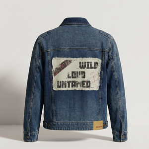 Veste en jean décontractée pour homme, coupe classique, bleu délavé, fermeture boutonnée, couleur unie, pour l'automne, en tissu de coton tissé - Product Image 2