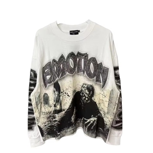 Sudadera Unisex de Cuello Redondo, Estilo Retro, Bordada, 100% Algodón, de Gran Tamaño, para Otoño, de Alta Calidad, Estilo Urbano, MIXED EMOTION - Product Image 2