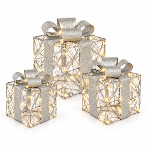 Decorazioni Natalizie in Ferro Battuto, Set <span class=keywords><strong>di</strong></span> Scatole Regalo Illuminate Rettangolari, Stile Country Europeo e Americano per Albero <span class=keywords><strong>di</strong></span> <span class=keywords><strong>Natale</strong></span> - Product Image 3