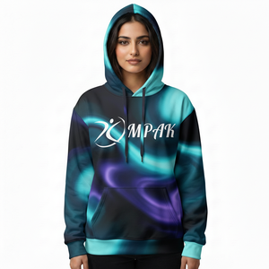 Sweat à capuche unisexe ample et décontracté pour l'hiver avec broderie et design sublimé sur toute la surface pour un style streetwear décontracté - Product Image 1