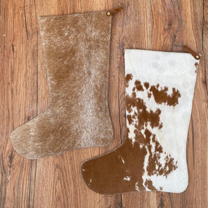 ถุงน่องคริสมาสต์สำหรับวันหยุดเทศกาลคริสต์มาสทำด้วยมือหนังแท้และคาวบอยหนังวัวขอบเรียบขนาด16" - Product Image 3
