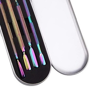 Infant Professional Classic Stainless Steel <b>Nail</b> Push <b>Set</b> 4-Piece Color Dazzling Titanium Plated - Product Image 4
