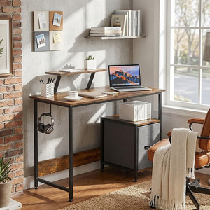 Wood <b>Computer</b> <b>Desk</b> with Bookshelf Storage Space Saving Design Modern Office Furniture - Product Image 1