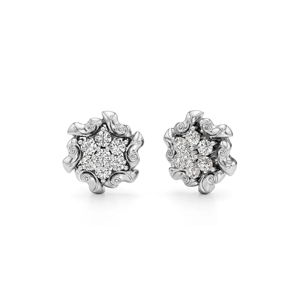 Classic Flower <b>Stud</b> <b>Earrings</b> Women's 925 <b>Silver</b> Diamond Round Brilliant Cut Everyday Wear Jewelry - Product Image 1