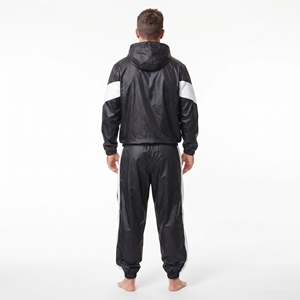 Conjunto Deportivo para Hombre Hawk Eye, Chaqueta Cortavientos con Capucha y Pantalones en Color Negro con Bloques de Color - Product Image 6