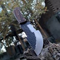 Pisau Tracker Baja Karbon Tinggi Berkualitas Tinggi Buatan Tangan dengan Gagang Kayu dan Sarung Kulit Halus Pisau Survival Bushcraft