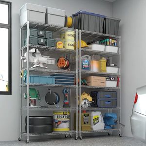 Heavy Duty 78.74 H <b>Wire</b> Shelving Unit with Wheels 1200LBS NSF Metal Storage <b>Shelves</b> Adjustable for Garage Storage - Product Image 4