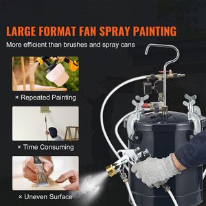 Pot à peinture à pression d'air de 10 L/2,5 gal avec deux buses et deux pistolets de pulvérisation, 60 PSI max pour la pulvérisation de peinture - Product Image 2