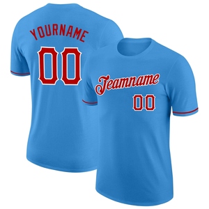 เสื้อยืดโพลีเอสเตอร์ 100% ระบายอากาศ แห้งเร็ว คุณภาพสูง สีฟ้าอมชมพู แดง-ขาว ผลิตโดยโรงงานขายส่งโดยตรง รับผลิตตามแบบ - Product Image 1
