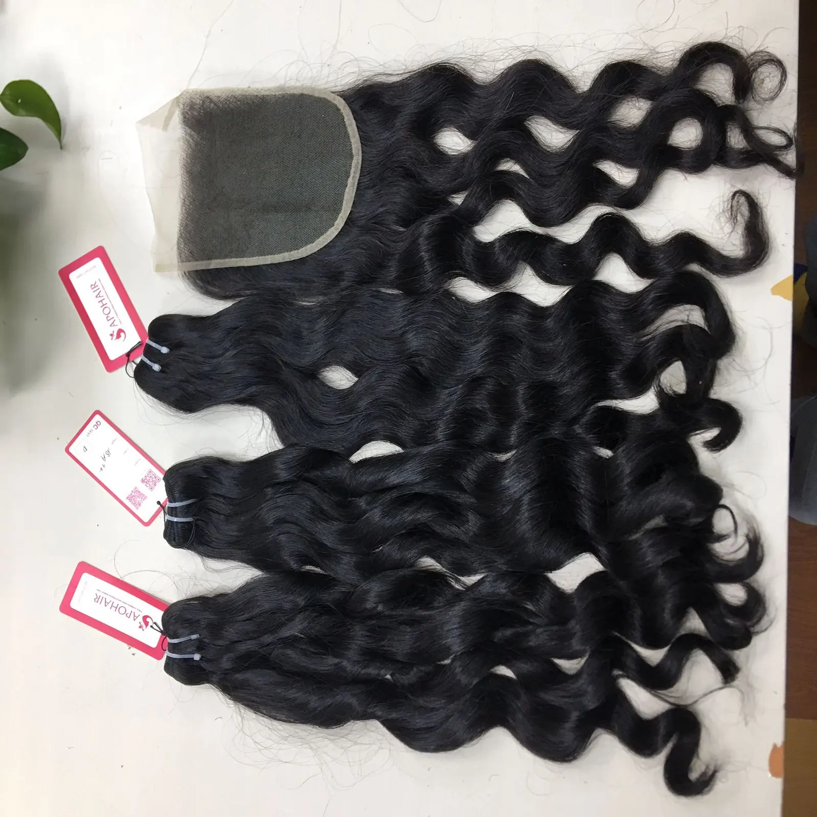 VIRGIN HUMAN HAIR EXTENSION SUPER DOUBLE DRAWN WEAVE AND CLOSURE EXTENSION DEEP WAVY