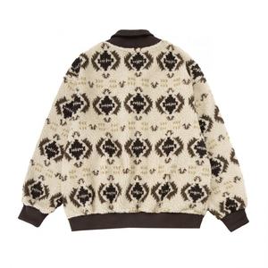 Sweat-shirt à fermeture éclair 1/4 pour homme, en polaire sherpa polyester de haute qualité, avec logo personnalisé, motif jacquard ethnique, pour l'hiver - Product Image 3