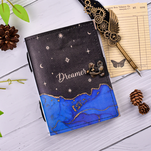 Dreamer Starry Night Lock <b>Diary</b> <b>A5</b> Cardboard Cover 100 Pages Handmade Journal Premium Vintage Notebook with Metal Lock for Dairy - Product Image 4