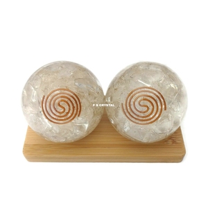 Boule d'Orgone en Quartz Clair Faite à la Main, Pierre Semi-Précieuse Artisanale, Gemme Métaphysique Portable F S CRYSTAL - Product Image 1
